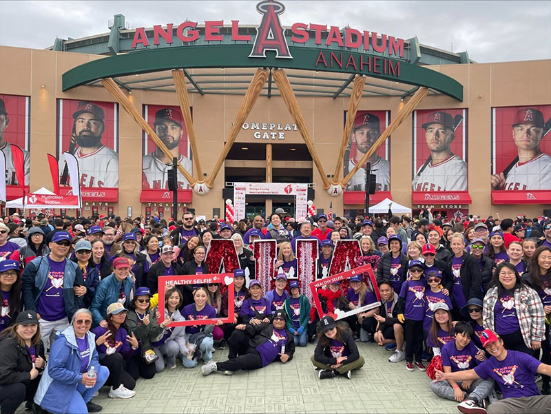 MemorialCare employees gathered at Angels Stadium to support the American Heart Association walk for better cardiovascular health in the community. 