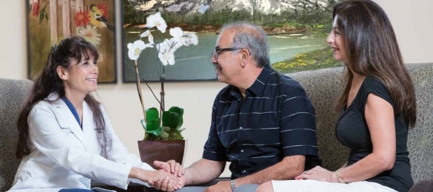 Image of Dr. Nora Evans and colon cancer patient Salim Madain 